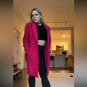 J Crew Daphne Wool Coat - bright pink rose